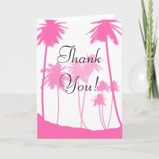 ピンクのパームツリー　トロピカルウェディング　サンキューカード サンキューカード (正面)