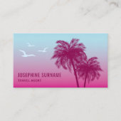 ピンクのパームツリー 熱帯のサンセット 旅行エージェント 名刺 (正面)