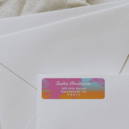 ピンクのパームツリー 返送先ラベル ラベル