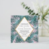 ピンクのパームデコ ウェディング招待状 招待状 (スタンド正面)