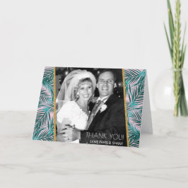 ピンクのパーム折りたつみありがとうカード 5x7 サンキューカード