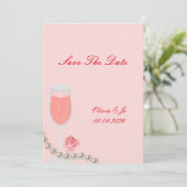 ピンクのパールとプロセッコのウェディング セーブザデート (スタンド正面)