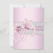 ピンクのパールボウ聖餐式またはバプテスマ 招待状 (裏面)