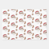 ピンクのヒッパイクッキークリスマスサンタ ラッピングペーパーシート (正面2)