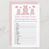 ピンクのヒッポ赤ちゃん動物の名前ゲーム (正面/裏面)