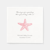 ピンクのヒトデ結婚ィーの女の子の赤ちゃんシャワーナプキン スタンダードカクテルナプキン (正面)