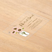 ピンクのヒマワリとメイスンジャーのリハーサルディナー アクリル招待状 (レイダウン)