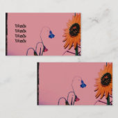 ピンクのヒマワリの名刺 名刺 (正面/裏面)