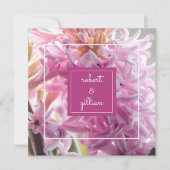 ピンクのヒヤシンスのウェディング 招待状 (正面)