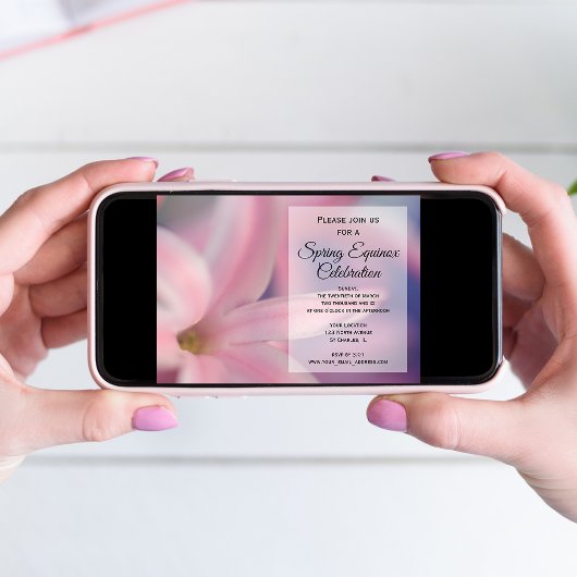 ピンクのヒヤシンスの花 春分の日のお祝い 招待状