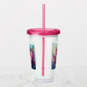 ピンクのヒヤシンスフローラ印象派絵画の アクリルタンブラー (右)