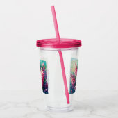 ピンクのヒヤシンスフローラ印象派絵画の アクリルタンブラー (左)