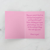 ピンクのヒヤシンスフローラ花誕生日挨拶 ノートカード (内部)