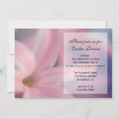 ピンクのヒヤシンス花イースターディナー 招待状 (正面)