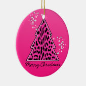 ピンクのヒョウとチーターのクリスマスツリー セラミックオーナメント (右)