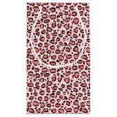 ピンクのヒョウのアニマルプリントパターン スモールペーパーバッグ (裏面)