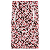 ピンクのヒョウのアニマルプリントパターン スモールペーパーバッグ (正面)