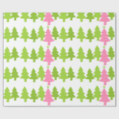 ピンクのヒョウのクリスマスツリー ラッピングペーパー (フラット)