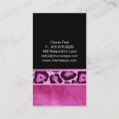 ピンクのヒョウのサロン及びスパのマッサージの名刺 名刺 (裏面)