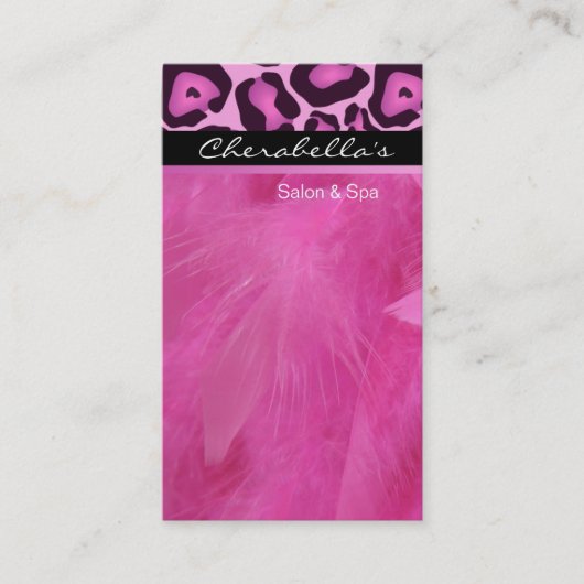 ピンクのヒョウのサロン及びスパのマッサージの名刺 名刺 (正面)