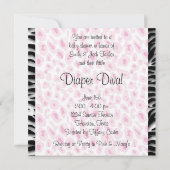 ピンクのヒョウのゼブラベビーガールシャワー 招待状 (裏面)