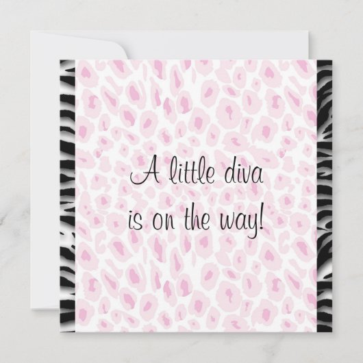 ピンクのヒョウのゼブラベビーガールシャワー 招待状 (正面)