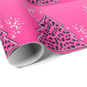 ピンクのヒョウのチータクリスマスツリー ラッピングペーパー (ロールコーナー)