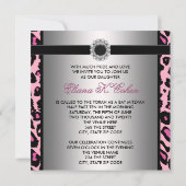 ピンクのヒョウのバットミツバの招待状 招待状 (裏面)