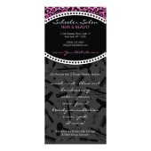 ピンクのヒョウのプリントのサロンのクーポンスペシャル ラックカード (裏面)