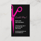 ピンクのヒョウのプリントのサロンは(カスタムな)垂直に用具を使います 名刺 (裏面)