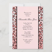 ピンクのヒョウのプリントのブライダルシャワー2は縞で飾ります 招待状 (正面)