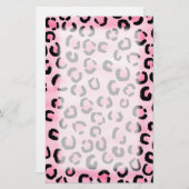 ピンクのヒョウのプリントパターン 便箋 (正面/裏面)