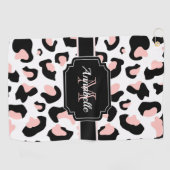 ピンクのヒョウのプリント ゴルフタオル (横)