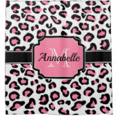 ピンクのヒョウのプリント シャワーカーテン (正面)