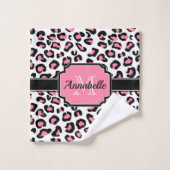 ピンクのヒョウのプリント バスタオルセット (ウォッシュタオル)