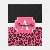 ピンクのヒョウのプリント フリースブランケット (正面)