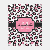 ピンクのヒョウのプリント フリースブランケット (正面)