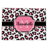 ピンクのヒョウのプリント ラージペーパーバッグ (裏面)