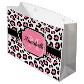 ピンクのヒョウのプリント ラージペーパーバッグ (裏面アングル)