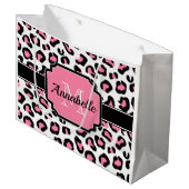 ピンクのヒョウのプリント ラージペーパーバッグ (正面アングル)