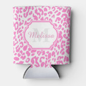 ピンクのヒョウのプリント 缶クーラー (正面)