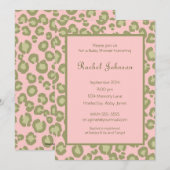 ピンクのヒョウのベビーシャワーの招待状 招待状 (正面/裏面)