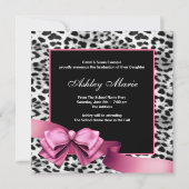 ピンクのヒョウの写真を使った卒業発表 案内状 (裏面)