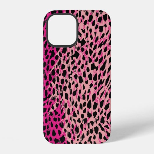 ピンクのヒョウの柄の生地 iPhoneケース (裏面)