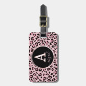 ピンクのヒョウ文字A ラゲッジタグ (正面縦)