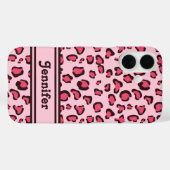 ピンクのヒョウ柄のような名前をカスタムする Case-Mate iPhoneケース (裏面 (横))