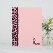 ピンクのヒョウ柄のカスタムレターヘッド文房具 (スタンド正面)