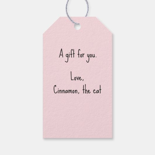 ピンクのヒョウ柄のバースデーパーティキャット ギフトタグ (裏面)