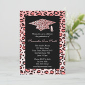 ピンクのヒョウ柄の卒業パーティー 招待状 (スタンド正面)