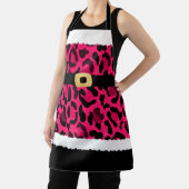 ピンクのヒョウ柄サンタクロースの衣装クリスマス エプロン (インサイチュ)